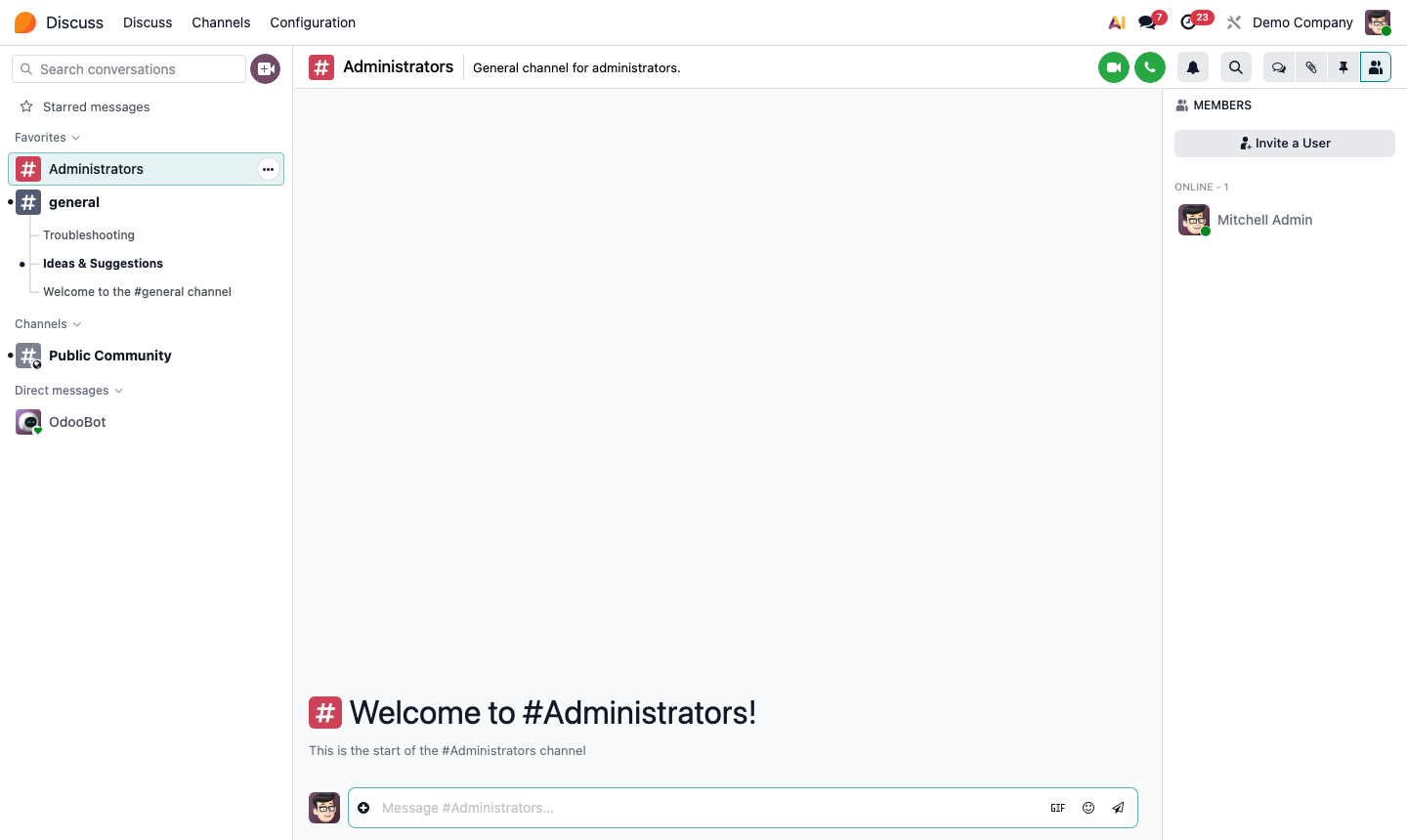 Step 4: Odoo record chatter panel showing Send message, Log note, and Activity options
