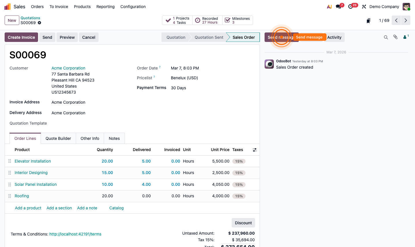 Step 5: Schedule activity dialog with type, due date, assigned user, and note fields