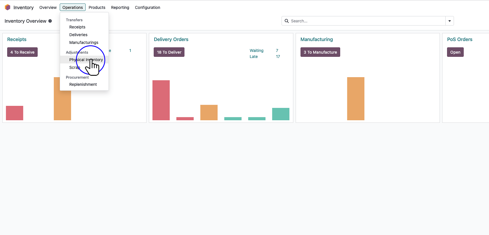 Step 3: Click Physical Inventory